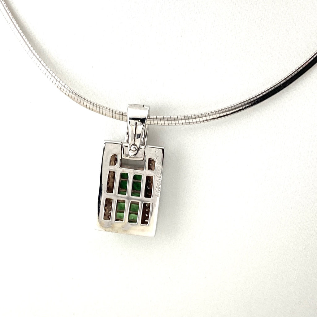 グリーングロッシュラーガーネット デザインネックレス ペンダント メレダイヤ ネックレス 750 K18 グリーングロッシュラーガーネット レディース 【中古】nbjwl