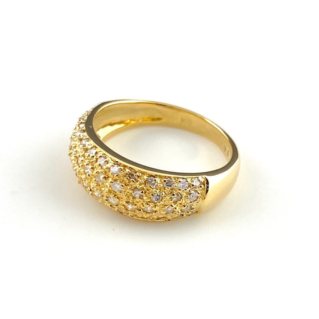 メレダイヤ デザインリング YG イエローゴールド 指輪 リング 12号 K18 ダイヤモンド レディース 【中古】nbjwl