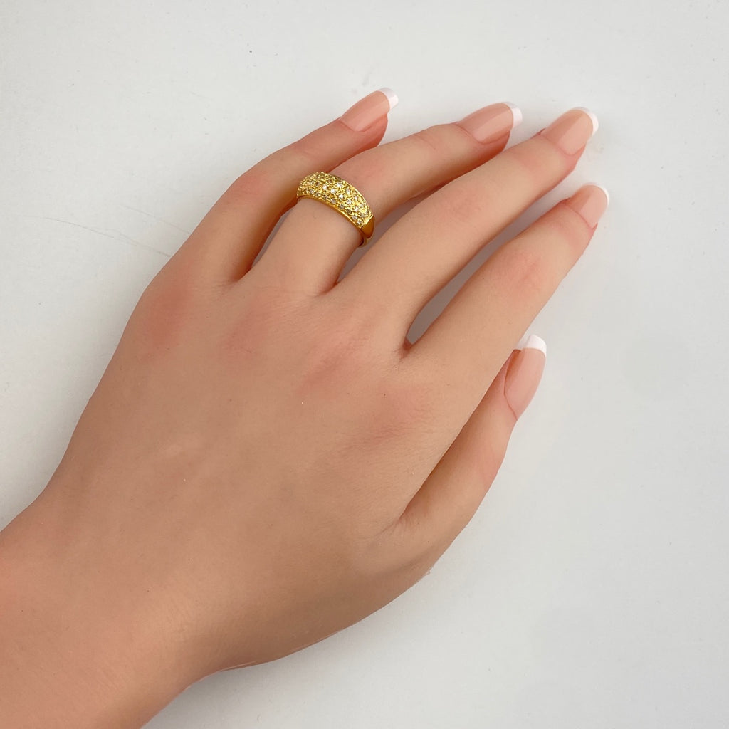 メレダイヤ デザインリング YG イエローゴールド 指輪 リング 12号 K18 ダイヤモンド レディース 【中古】nbjwl