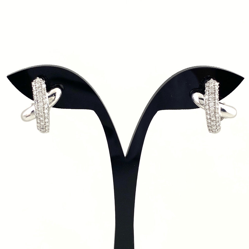 クロスモチーフ デザインイヤリング WG ホワイトゴールド メレダイヤ 2WAY ピアス イヤリング K18 WG ダイヤモンド レディース 【中古】nbjwl