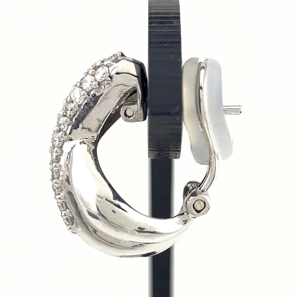 クロスモチーフ デザインイヤリング WG ホワイトゴールド メレダイヤ 2WAY ピアス イヤリング K18 WG ダイヤモンド レディース 【中古】nbjwl