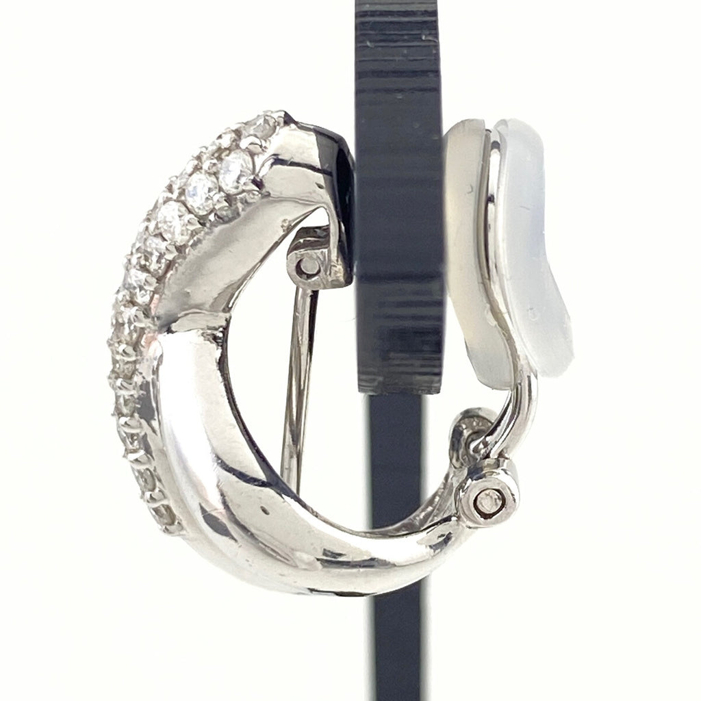 クロスモチーフ デザインイヤリング WG ホワイトゴールド メレダイヤ 2WAY ピアス イヤリング K18 WG ダイヤモンド レディース 【中古】nbjwl