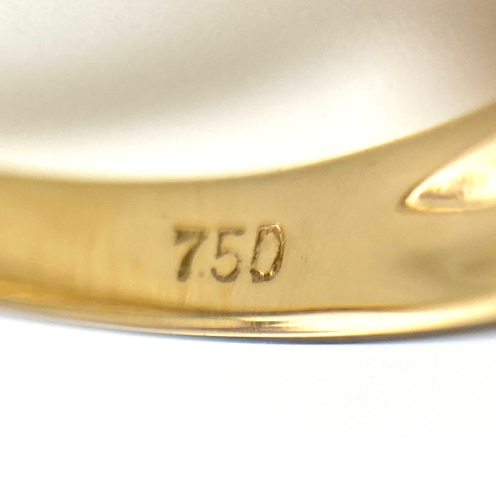 サファイア デザインリング YG イエローゴールド 指輪 メレダイヤ リング 4.8号 750 サファイア ダイヤモンド レディース 【中古】nbjwl