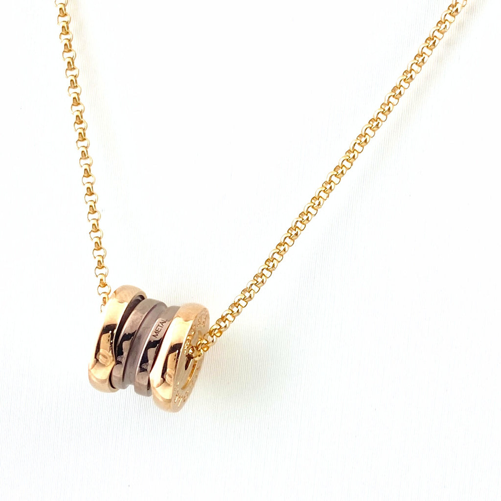 ブルガリ ビーゼロワン ローマ セラミック ブロンズ ネックレス PG ピンクゴールド ペンダント ネックレス 750 ブロンズセラミック レディース 【中古】brjwl