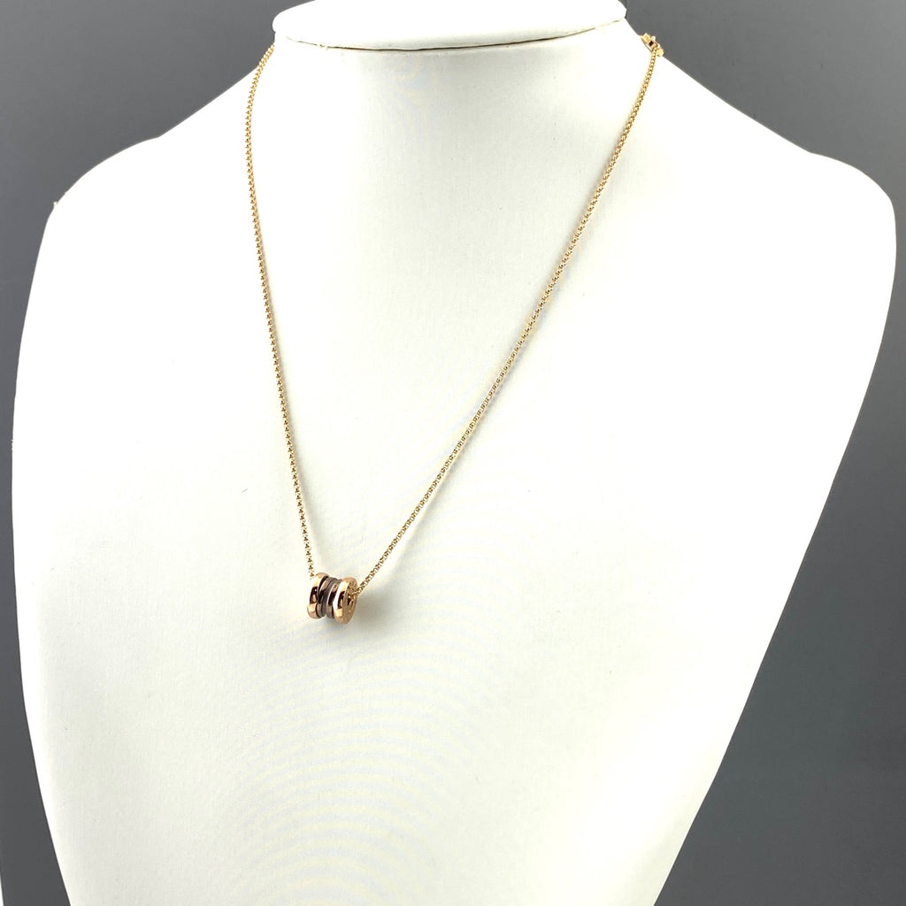 ブルガリ ビーゼロワン ローマ セラミック ブロンズ ネックレス PG ピンクゴールド ペンダント ネックレス 750 ブロンズセラミック レディース 【中古】brjwl