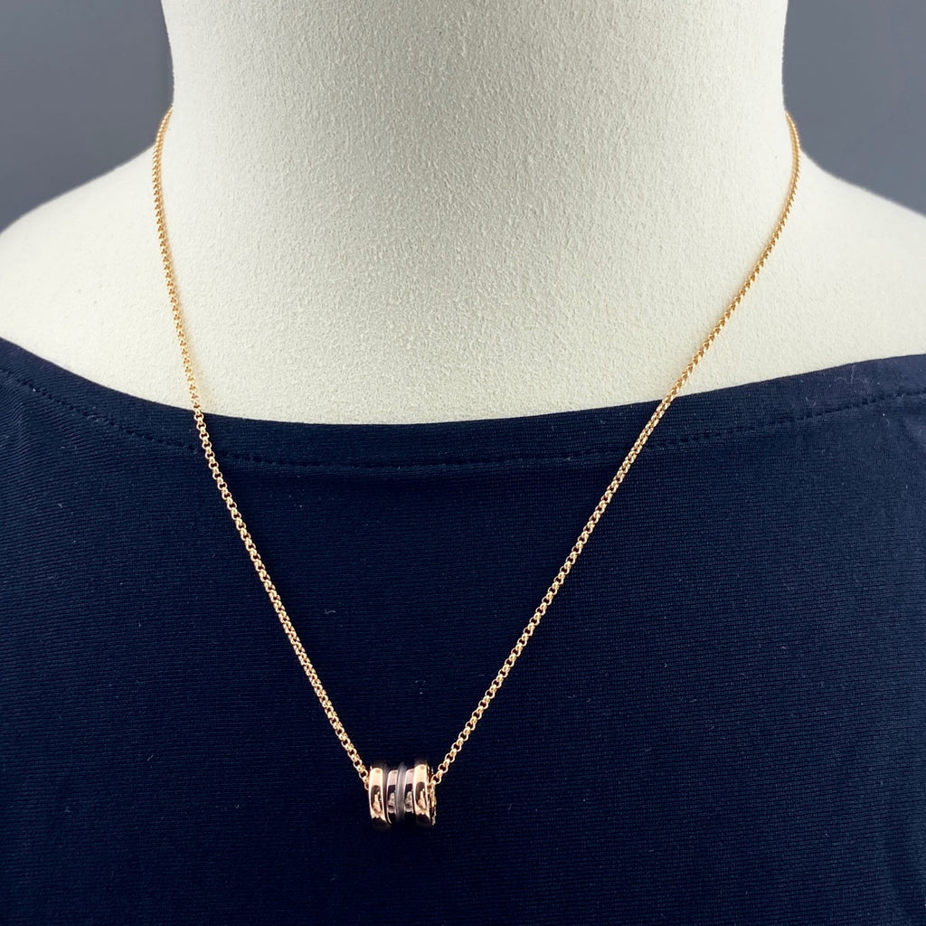 ブルガリ ビーゼロワン ローマ セラミック ブロンズ ネックレス PG ピンクゴールド ペンダント ネックレス 750 ブロンズセラミック レディース 【中古】brjwl