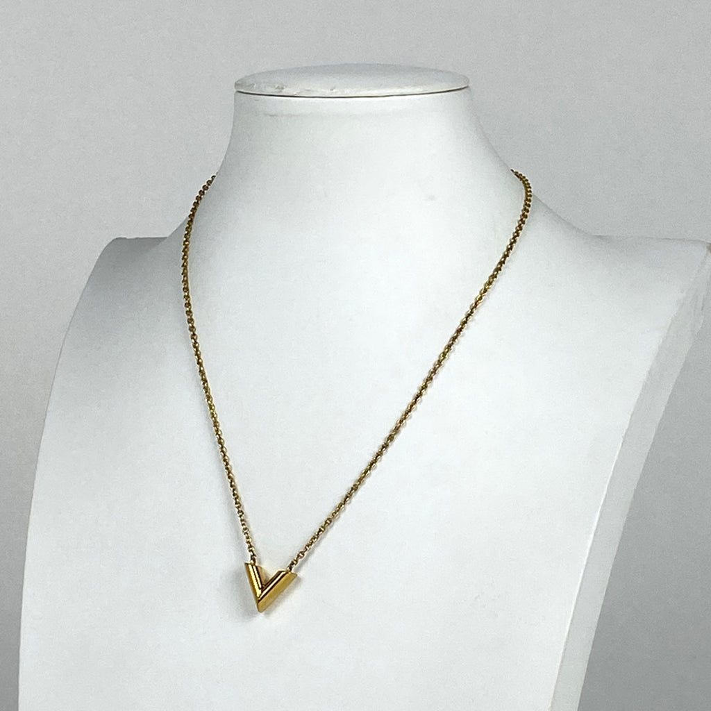 ルイ・ヴィトン エセンシャル V ネックレス ロゴ ネックレス GP ゴールド レディース 【中古】bracc