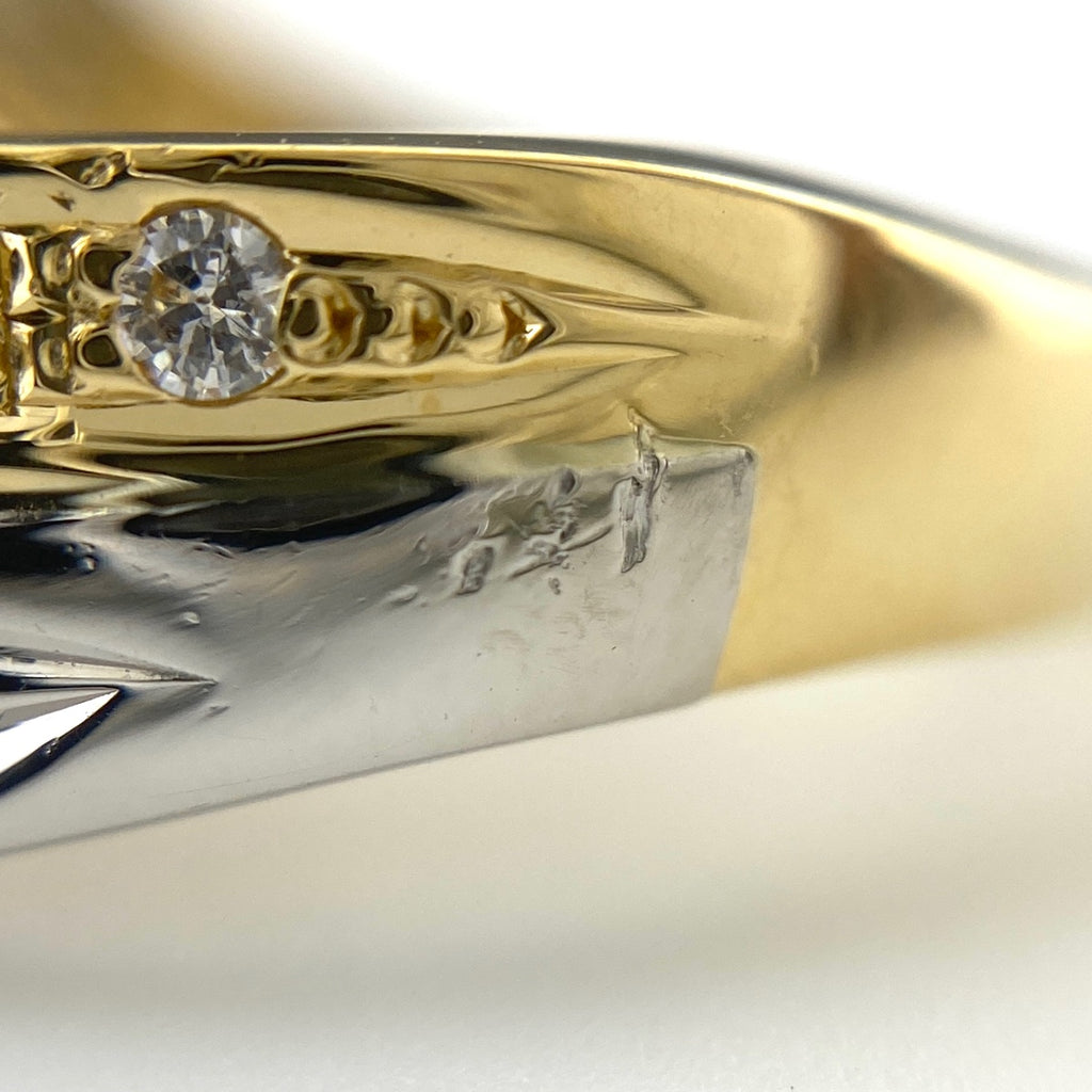 メレダイヤ デザインリング YG イエローゴールド プラチナ 指輪 リング 11号 K18 Pt850 ダイヤモンド レディース 【中古】nbjwl