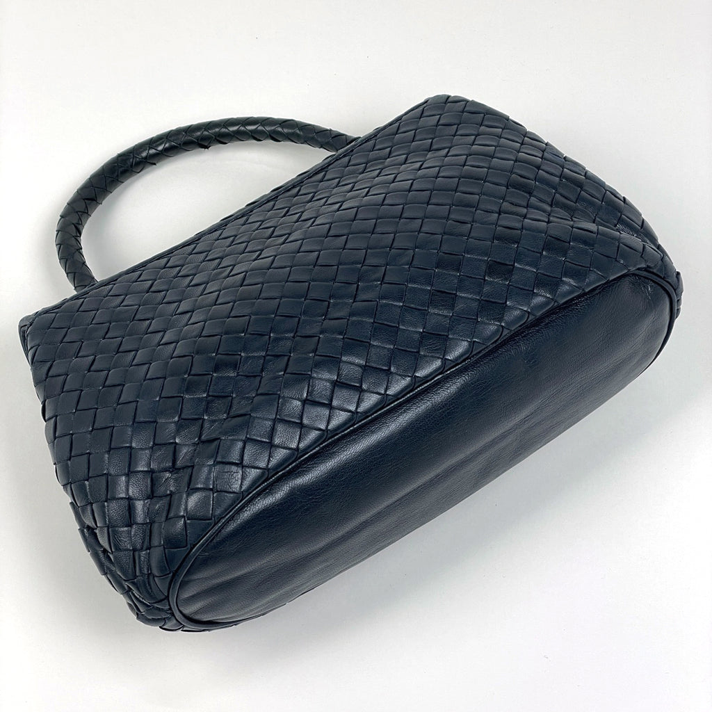 ボッテガヴェネタ イントレチャート ハンドバッグ 手提げ ナッパ ハンドバッグ レザー ネイビー レディース 【中古】brbag