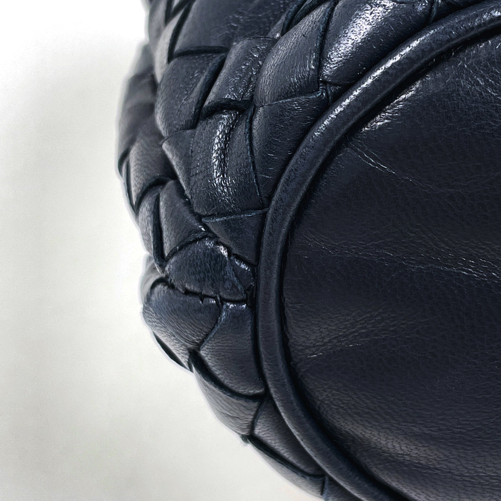 ボッテガヴェネタ イントレチャート ハンドバッグ 手提げ ナッパ ハンドバッグ レザー ネイビー レディース 【中古】brbag