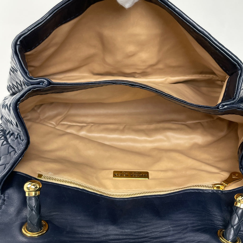 ボッテガヴェネタ イントレチャート ハンドバッグ 手提げ ナッパ ハンドバッグ レザー ネイビー レディース 【中古】brbag