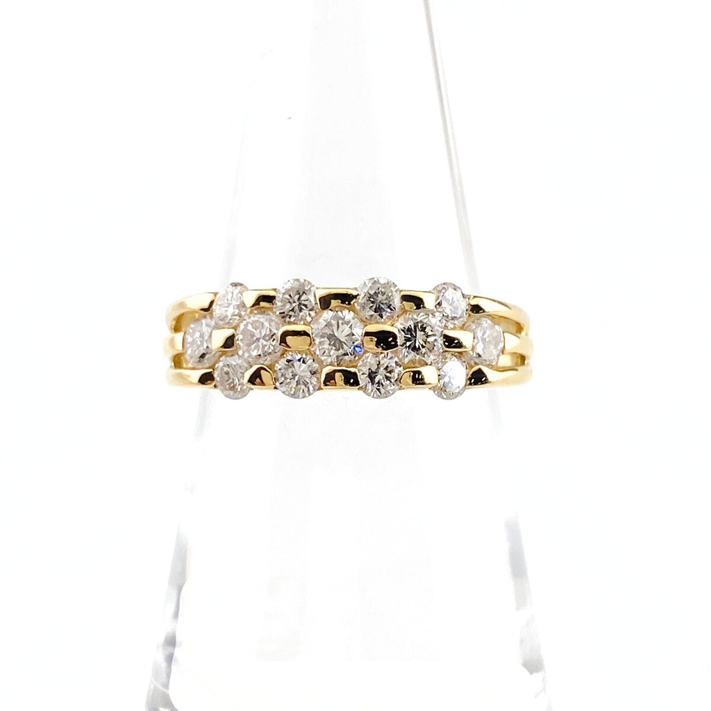 メレダイヤ デザインリング YG イエローゴールド 指輪 リング 12号 K18 ダイヤモンド レディース 【中古】nbjwl