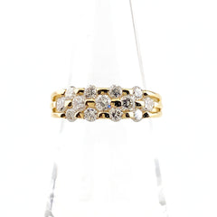 メレダイヤ デザインリング YG イエローゴールド 指輪 リング 12号 K18 ダイヤモンド レディース 【中古】nbjwl