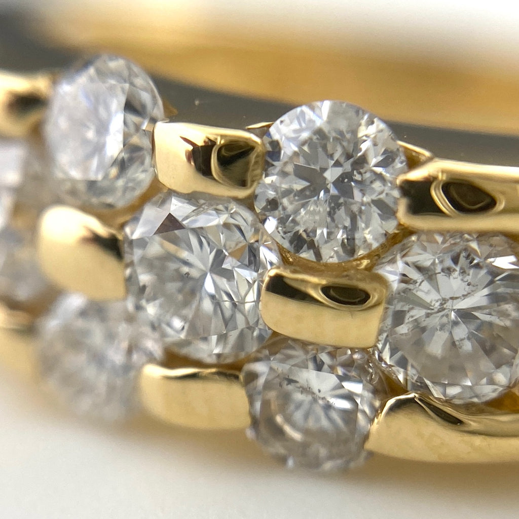 メレダイヤ デザインリング YG イエローゴールド 指輪 リング 12号 K18 ダイヤモンド レディース 【中古】nbjwl