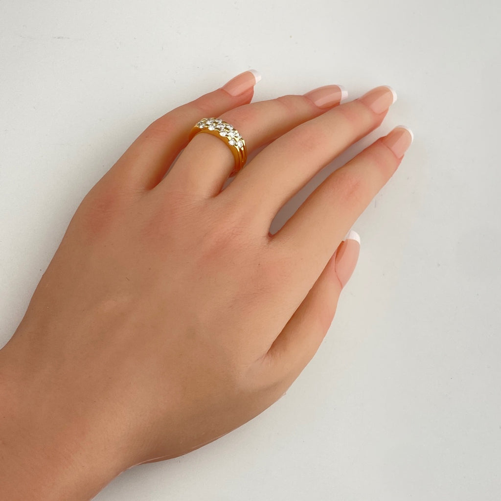 メレダイヤ デザインリング YG イエローゴールド 指輪 リング 12号 K18 ダイヤモンド レディース 【中古】nbjwl