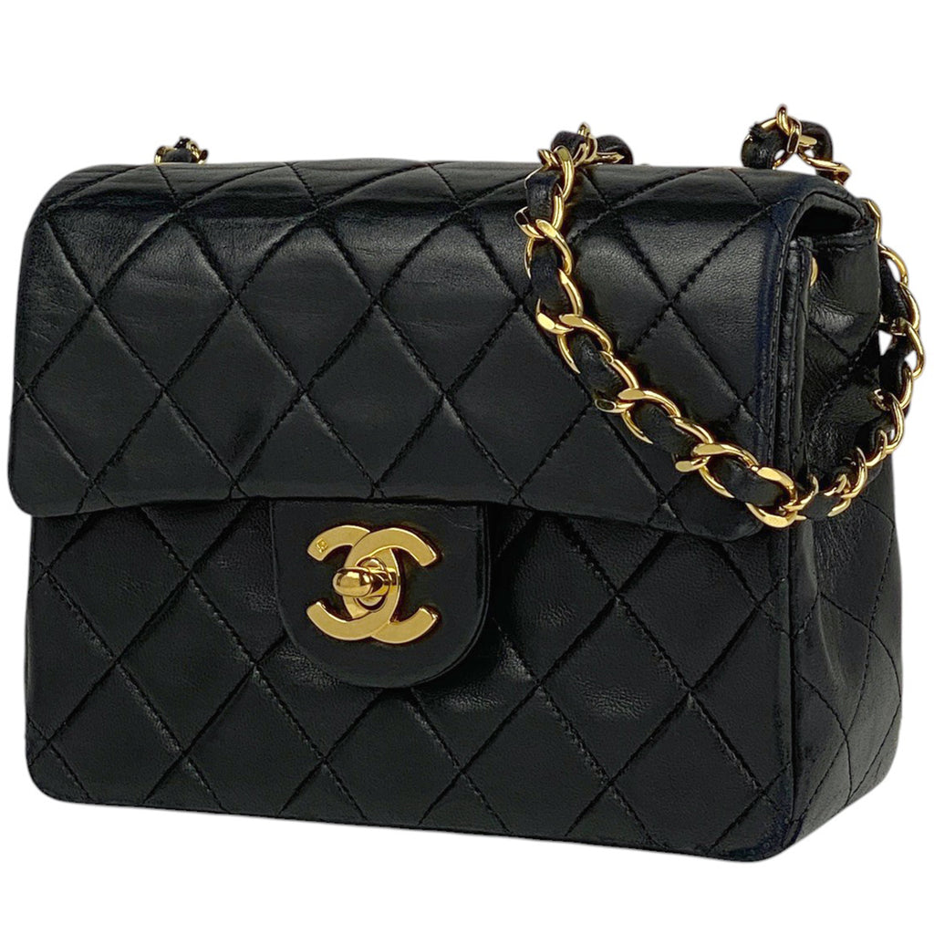 シャネル ミニ マトラッセ シングルフラップ チェーン ショルダーバッグ ココマーク ショルダーバッグ レザー ブラック A01115 レディース 【中古】brbag