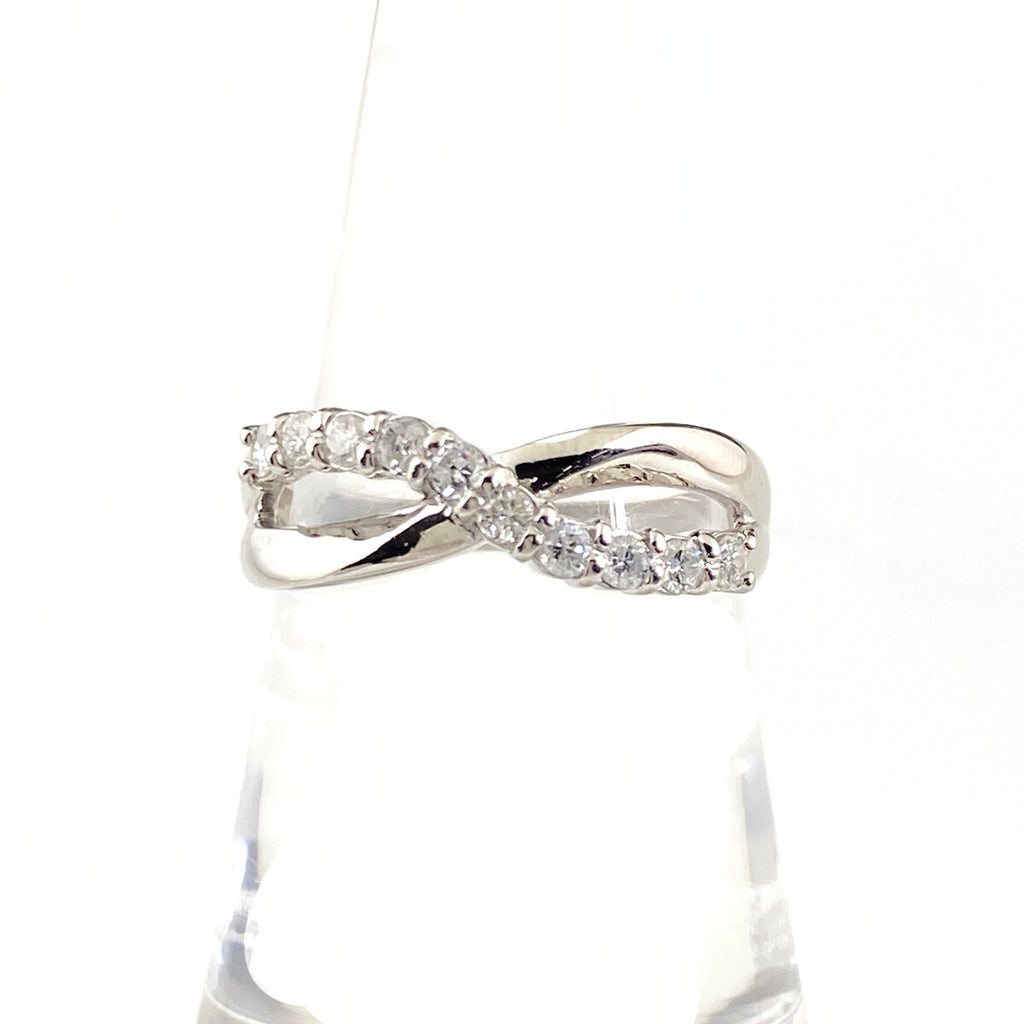 メレダイヤ デザインリング プラチナ 指輪 リング 14号 Pt900 ダイヤモンド レディース 【中古】nbjwl