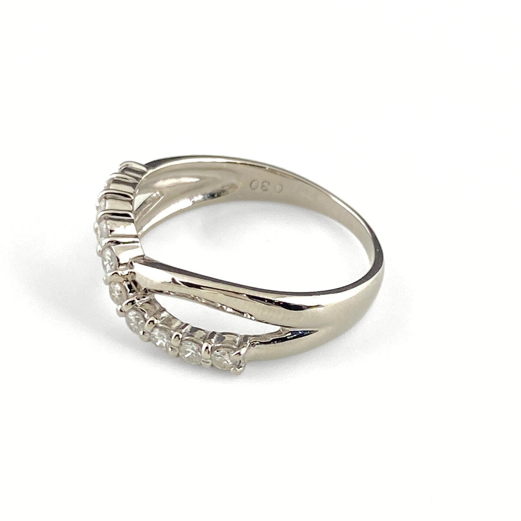 メレダイヤ デザインリング プラチナ 指輪 リング 14号 Pt900 ダイヤモンド レディース 【中古】nbjwl