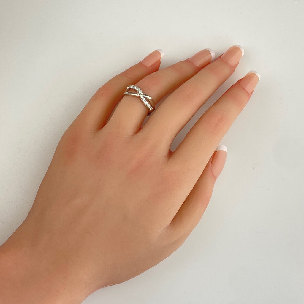 メレダイヤ デザインリング プラチナ 指輪 リング 14号 Pt900 ダイヤモンド レディース 【中古】nbjwl