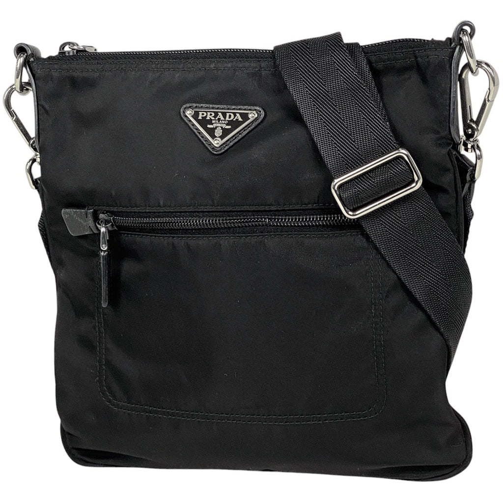 プラダ ロゴプレート ショルダーバッグ 斜め掛け ショルダーバッグ ナイロン ネロ(ブラック) レディース 【中古】brbag