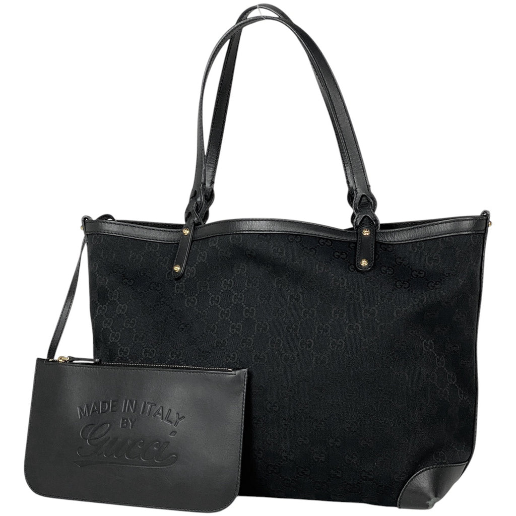グッチ GG柄 トートバッグ 肩掛け トートバッグ GGキャンバス ブラック 247209 レディース 【中古】brbag