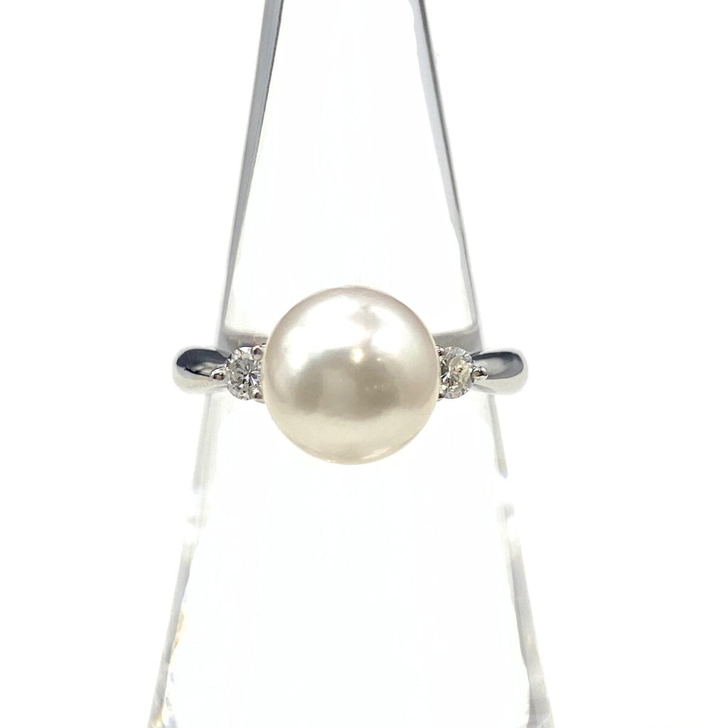 パール デザインリング プラチナ 指輪 メレダイヤ リング 11.5号 Pt900 ダイヤモンド レディース 【中古】nbjwl