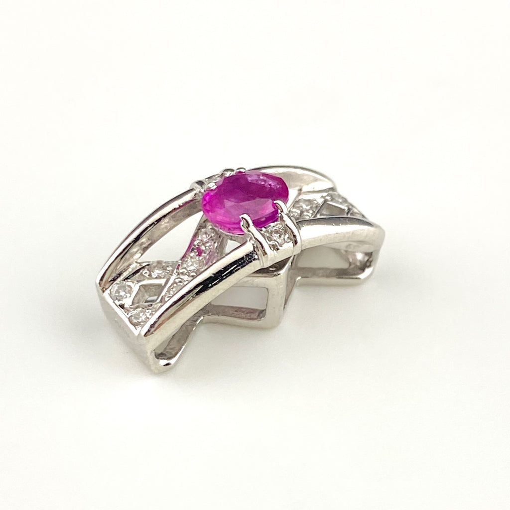 ルビー デザインペンダントトップ プラチナ メレダイヤ ペンダントトップ Pt900 ルビー ダイヤモンド レディース 【中古】nbjwl