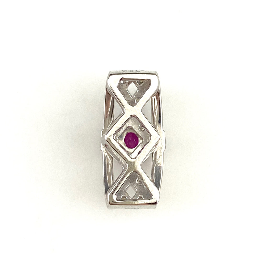 ルビー デザインペンダントトップ プラチナ メレダイヤ ペンダントトップ Pt900 ルビー ダイヤモンド レディース 【中古】nbjwl