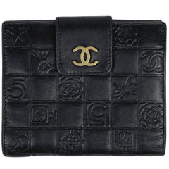 シャネル アイコンライン 二つ折り 財布 ココマーク 二つ折り財布 レザー ブラック レディース 【中古】brbag
