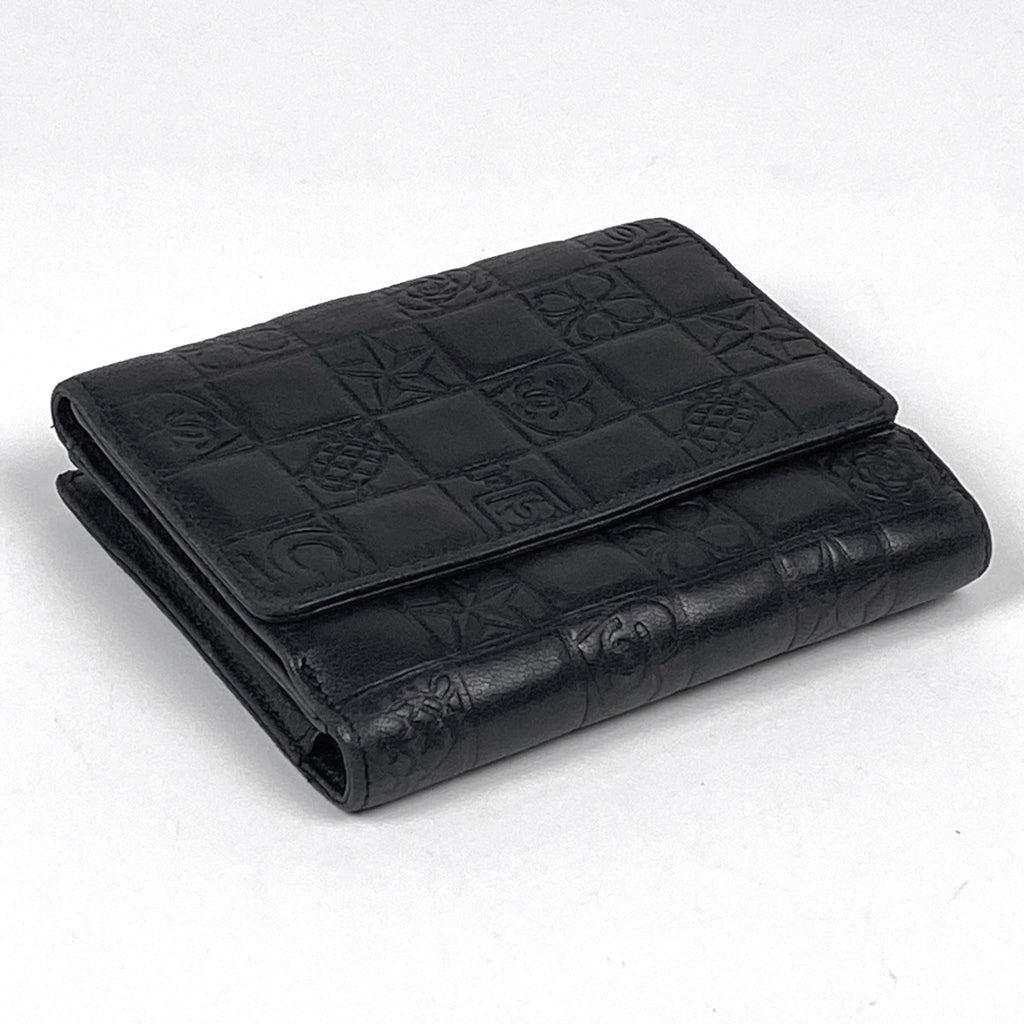 シャネル アイコンライン 二つ折り 財布 ココマーク 二つ折り財布 レザー ブラック レディース 【中古】brbag