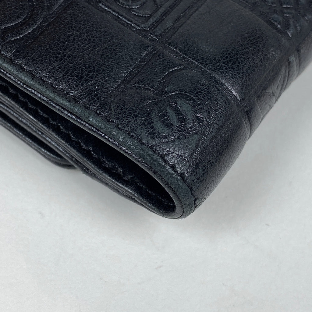 シャネル アイコンライン 二つ折り 財布 ココマーク 二つ折り財布 レザー ブラック レディース 【中古】brbag