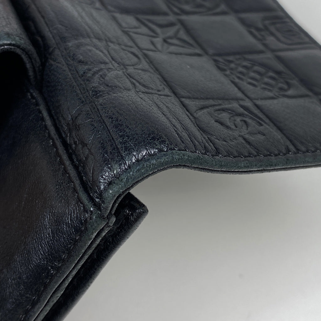 シャネル アイコンライン 二つ折り 財布 ココマーク 二つ折り財布 レザー ブラック レディース 【中古】brbag