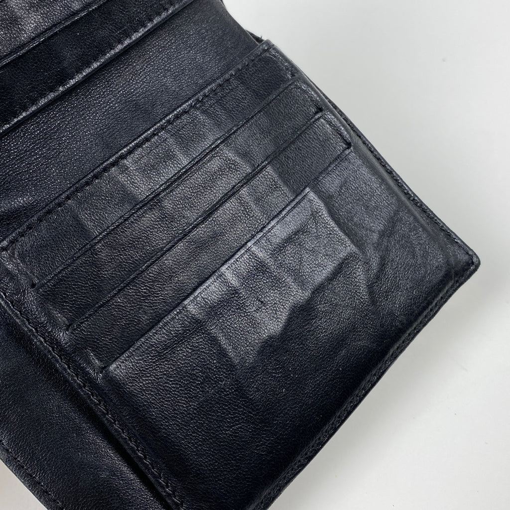 シャネル アイコンライン 二つ折り 財布 ココマーク 二つ折り財布 レザー ブラック レディース 【中古】brbag