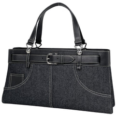 クリスチャンディオール ロゴ ハンドバッグ CD 手提げ ハンドバッグ デニム ブラック レディース ブランドバッグ・小物 【中古】brbag