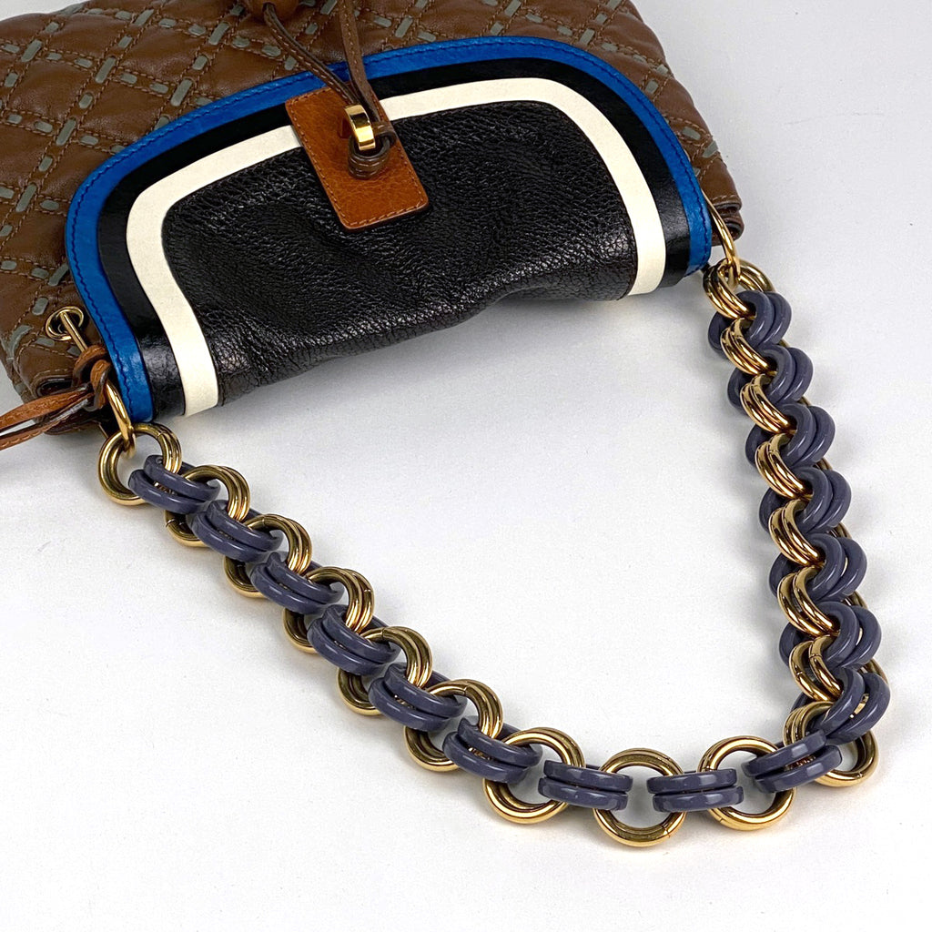 マークジェイコブス ロゴ ショルダーバッグ チェーン ショルダーバッグ レザー ブラウン レディース 【中古】brbag