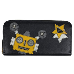 プラダ ロゴプレート ラウンドファスナー 長財布 ラウンドジップ ロボット 長財布 サフィアーノレザー ネロ(ブラック) 1ML506 レディース 【中古】brbag