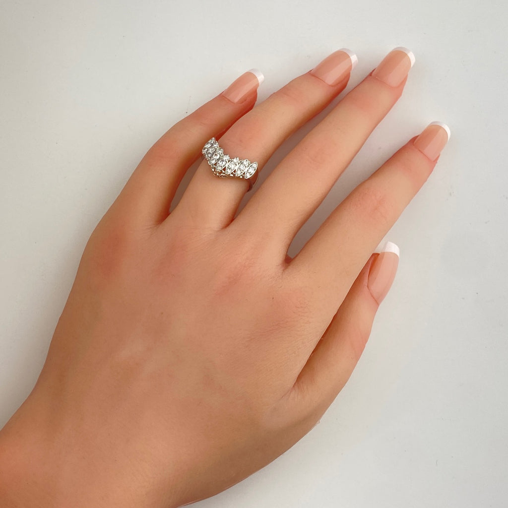 メレダイヤ デザインリング プラチナ 指輪 リング 12号 Pt900 ダイヤモンド レディース 【中古】nbjwl