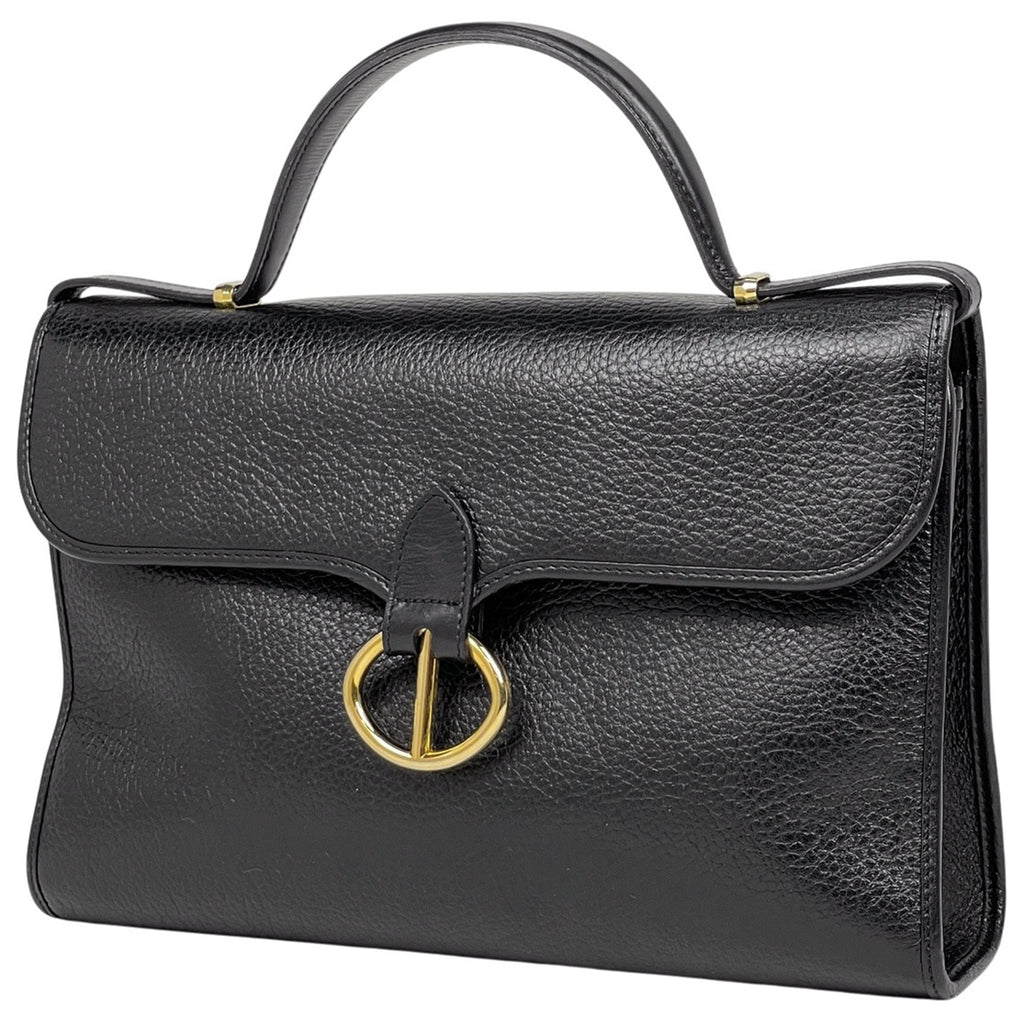 クリスチャンディオール ロゴ ハンドバッグ プッシュロック ハンドバッグ レザー ブラック レディース 【中古】brbag