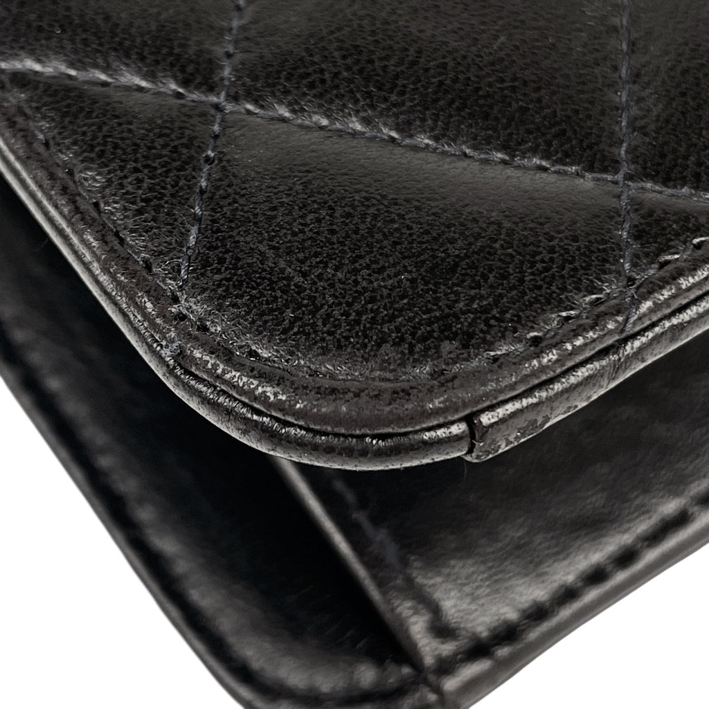 シャネル マトラッセ シングルフラップ チェーン ショルダーバッグ ココマーク プッシュロック ショルダーバッグ レザー ブラック A03569 レディース 【中古】brbag