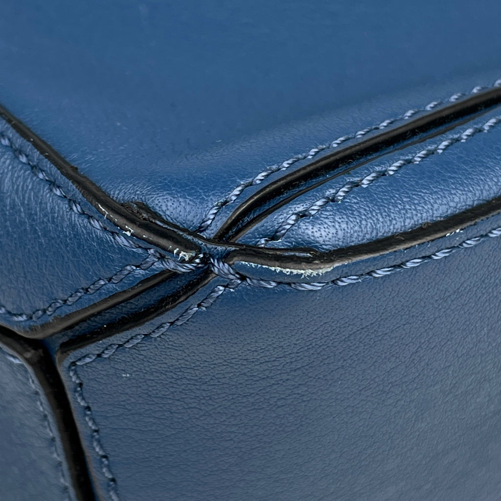 ロエベ パズルバッグ ミニ アナグラム 2WAY ショルダーバッグ ハンドバッグ レザー ブルー レディース 【中古】brbag