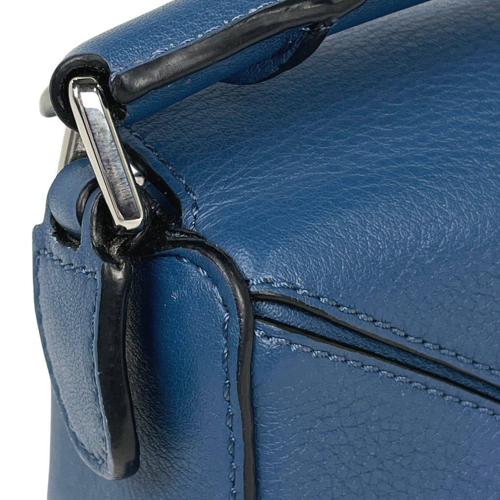 ロエベ パズルバッグ ミニ アナグラム 2WAY ショルダーバッグ ハンドバッグ レザー ブルー レディース 【中古】brbag