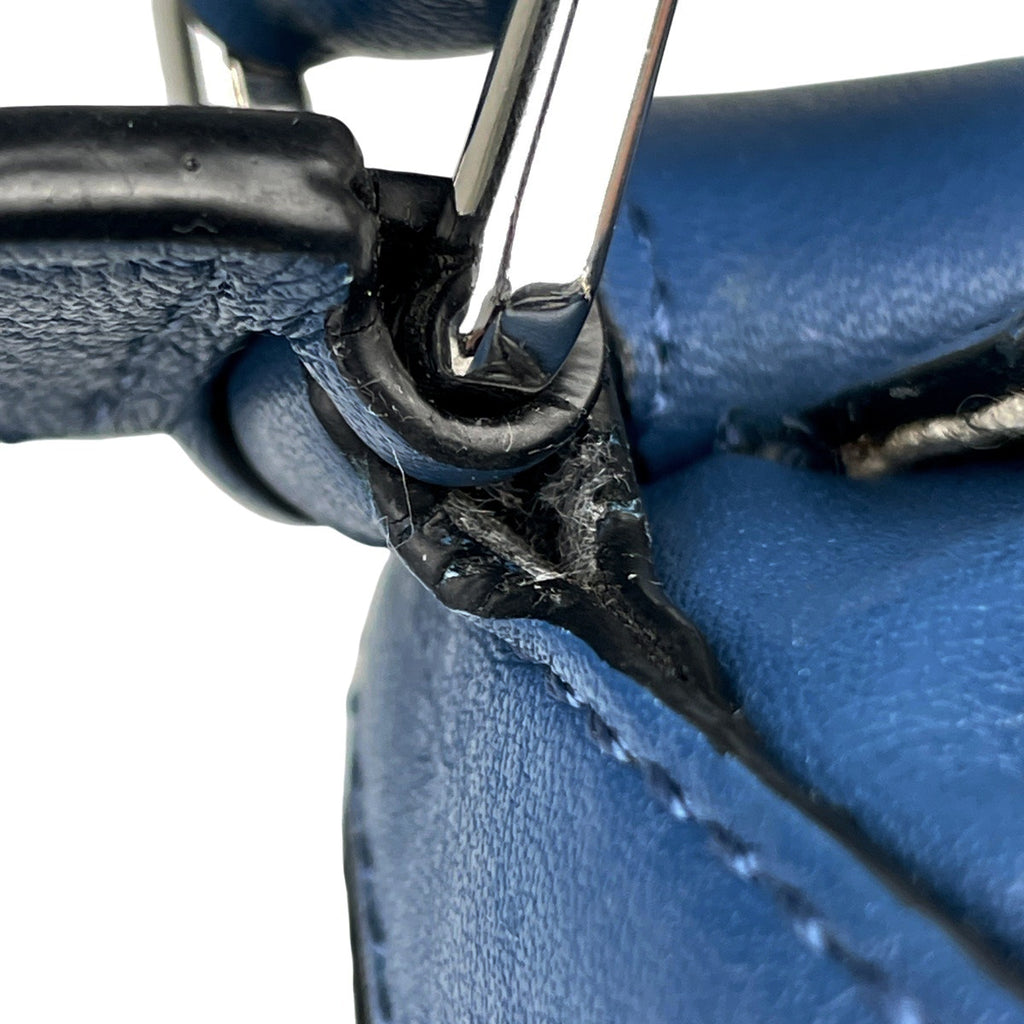 ロエベ パズルバッグ ミニ アナグラム 2WAY ショルダーバッグ ハンドバッグ レザー ブルー レディース 【中古】brbag