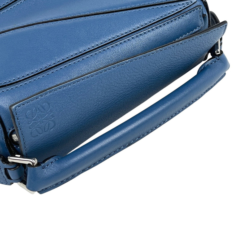 ロエベ パズルバッグ ミニ アナグラム 2WAY ショルダーバッグ ハンドバッグ レザー ブルー レディース 【中古】brbag