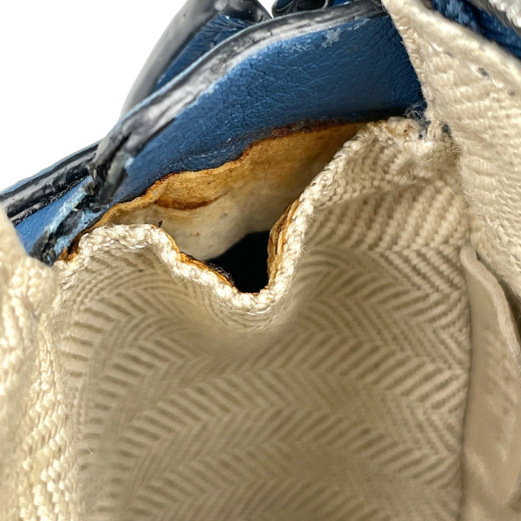 ロエベ パズルバッグ ミニ アナグラム 2WAY ショルダーバッグ ハンドバッグ レザー ブルー レディース 【中古】brbag