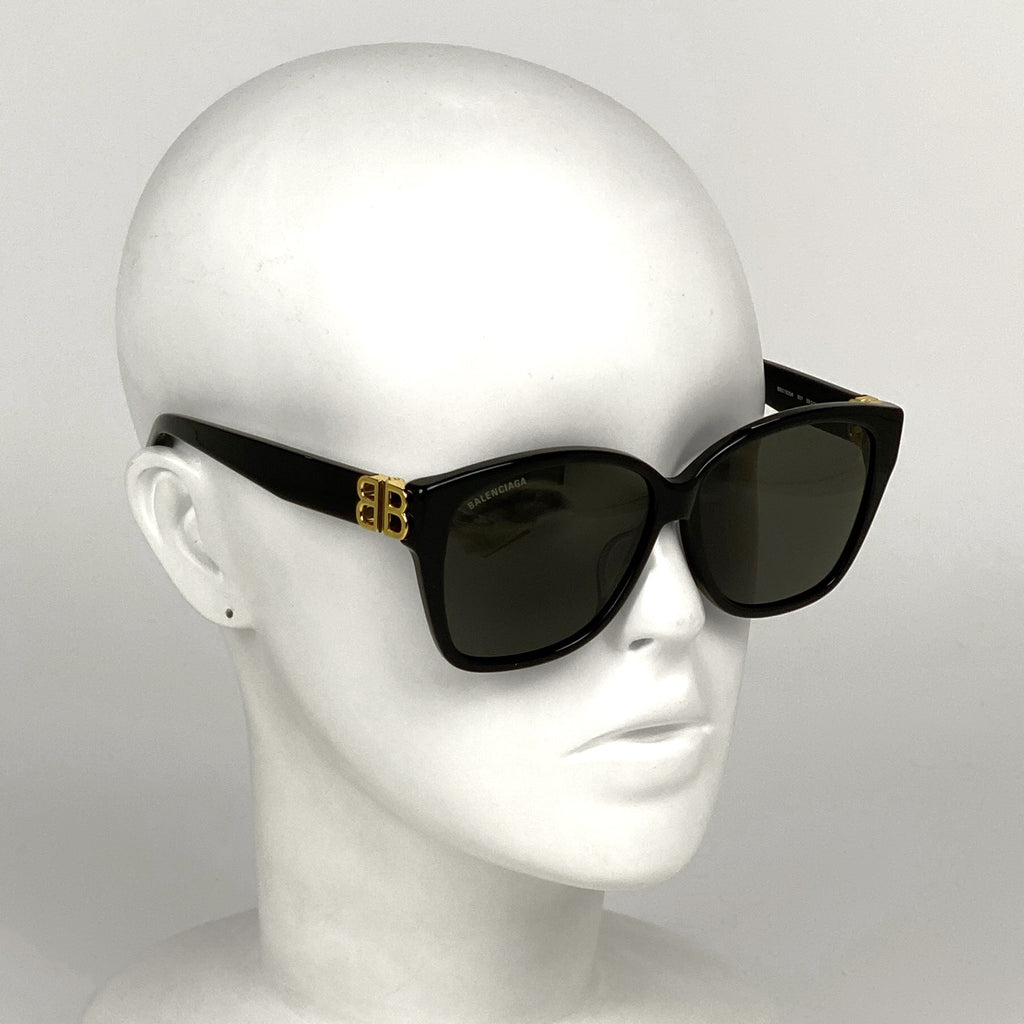 バレンシアガ ロゴ サングラス アジアンフィット アイウェア サングラス プラスチック ブラック BB0135SA レディース 【中古】brbag