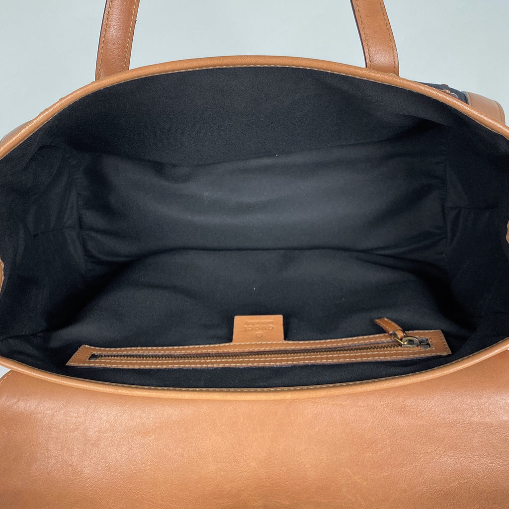 グッチ ロゴ ハンドバッグ バンブー スタッズ フラワー ハンドバッグ レザー ブラウン 123259 レディース 【中古】brbag