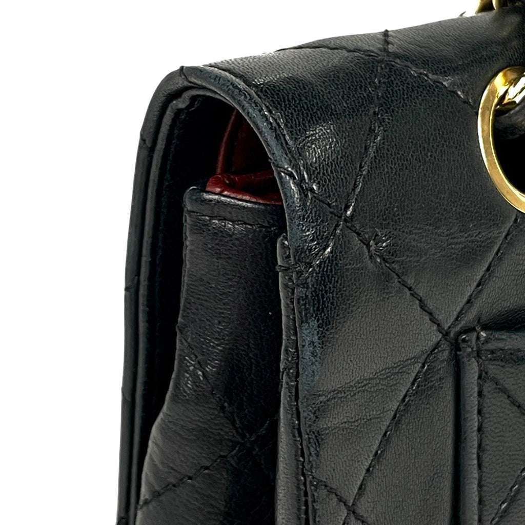 シャネル マトラッセ シングルフラップ チェーン ショルダーバッグ Wチェーン ショルダーバッグ レザー ブラック レディース 【中古】brbag