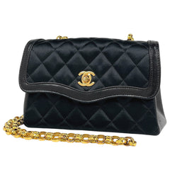 シャネル ココマーク チェーン ショルダーバッグ マトラッセ ショルダーバッグ サテン ブラック レディース 【中古】brbag