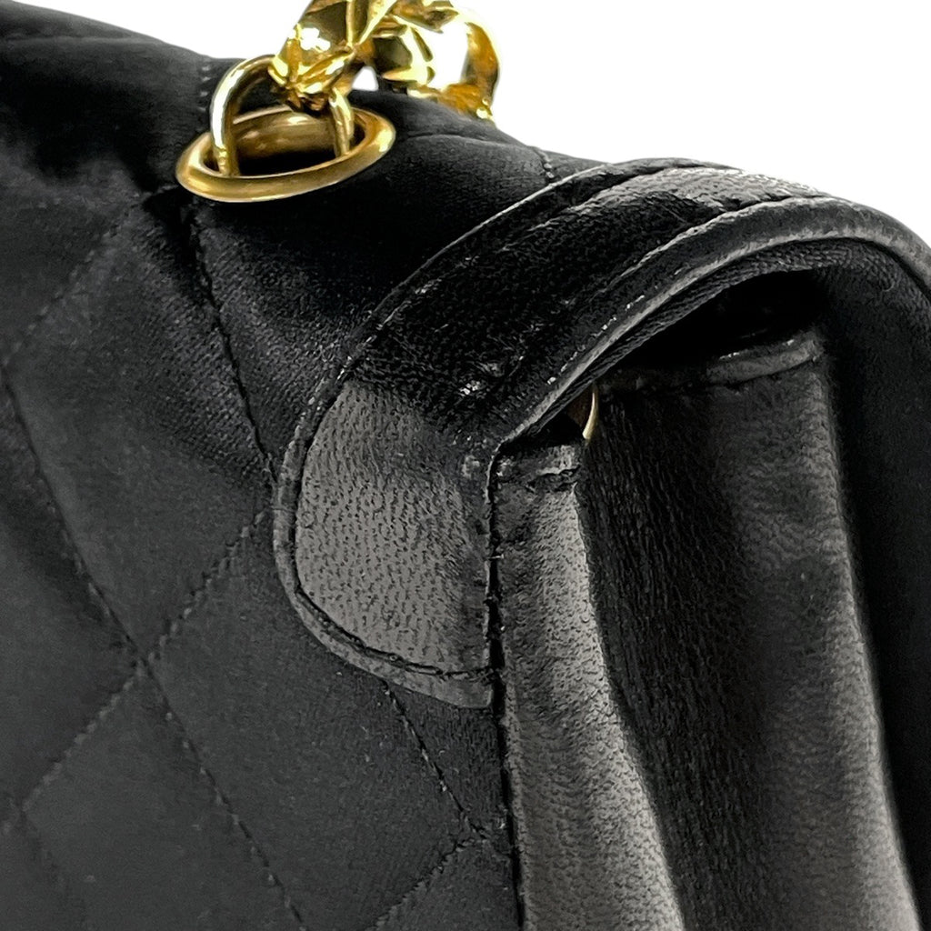 シャネル ココマーク チェーン ショルダーバッグ マトラッセ ショルダーバッグ サテン ブラック レディース 【中古】brbag