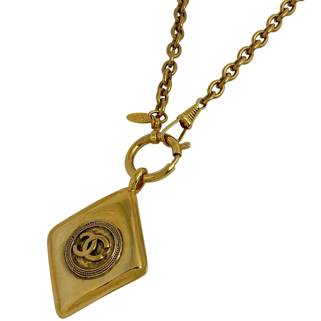 シャネル ココマーク チェーン ネックレス CCマーク ひし形 ロング ネックレス GP ゴールド レディース 【中古】bracc